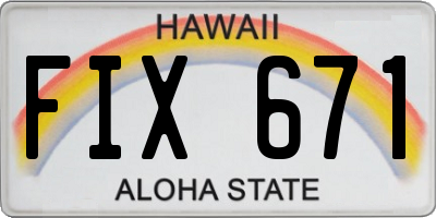 HI license plate FIX671