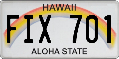 HI license plate FIX701