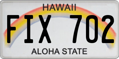 HI license plate FIX702