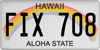HI license plate FIX708