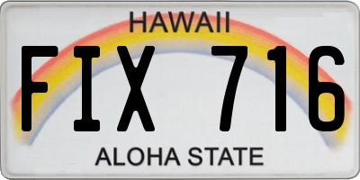 HI license plate FIX716