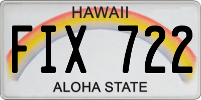 HI license plate FIX722