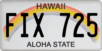 HI license plate FIX725