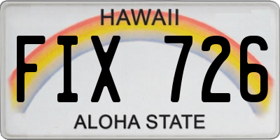HI license plate FIX726