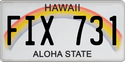 HI license plate FIX731