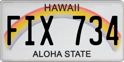 HI license plate FIX734