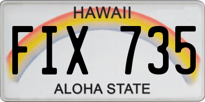 HI license plate FIX735