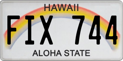 HI license plate FIX744