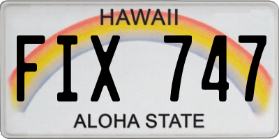 HI license plate FIX747