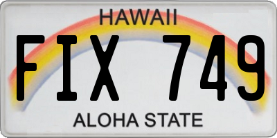 HI license plate FIX749