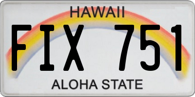HI license plate FIX751