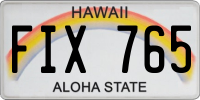 HI license plate FIX765