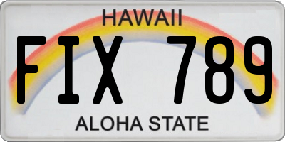 HI license plate FIX789