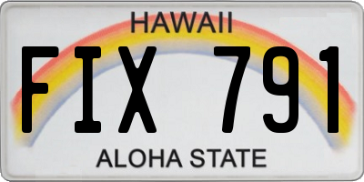 HI license plate FIX791