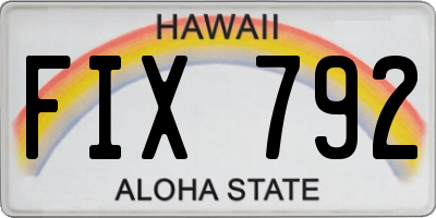 HI license plate FIX792