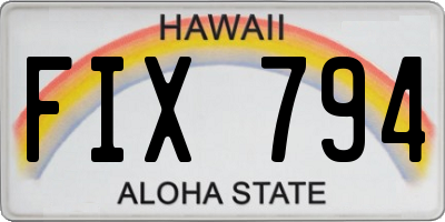HI license plate FIX794