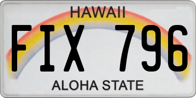 HI license plate FIX796
