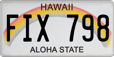 HI license plate FIX798