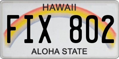 HI license plate FIX802