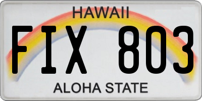 HI license plate FIX803