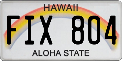 HI license plate FIX804