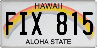 HI license plate FIX815