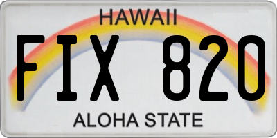 HI license plate FIX820