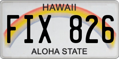 HI license plate FIX826