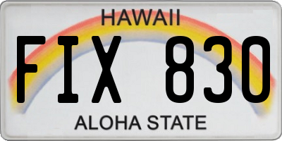 HI license plate FIX830