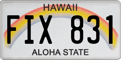 HI license plate FIX831