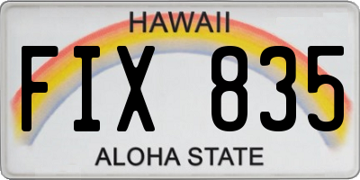 HI license plate FIX835