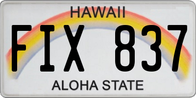 HI license plate FIX837