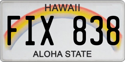 HI license plate FIX838