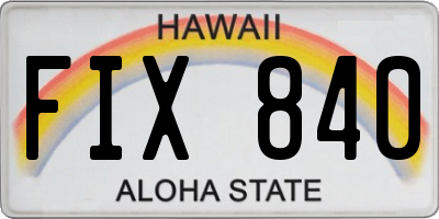 HI license plate FIX840
