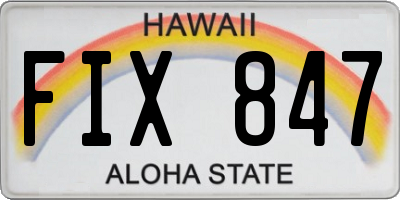 HI license plate FIX847