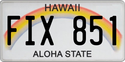 HI license plate FIX851