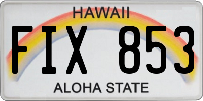 HI license plate FIX853