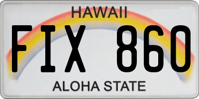 HI license plate FIX860