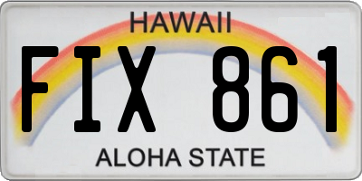 HI license plate FIX861
