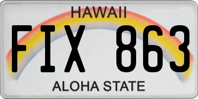 HI license plate FIX863