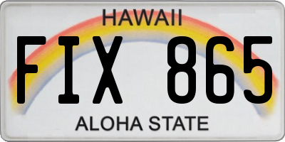 HI license plate FIX865
