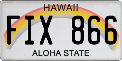 HI license plate FIX866