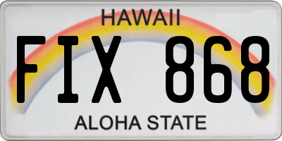 HI license plate FIX868