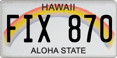 HI license plate FIX870
