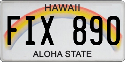 HI license plate FIX890