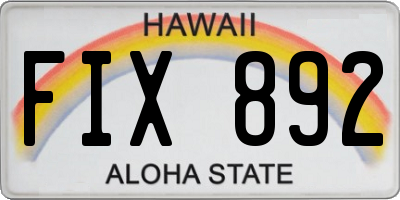 HI license plate FIX892