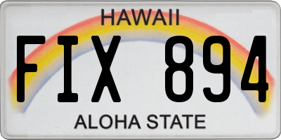 HI license plate FIX894