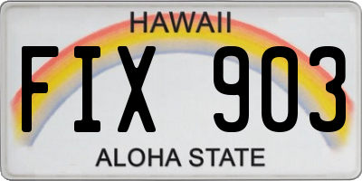 HI license plate FIX903