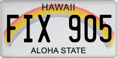 HI license plate FIX905