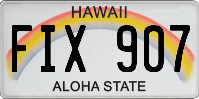 HI license plate FIX907